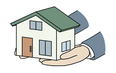 一戸建ての模型を持って渡す手