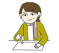 売買契約に印鑑を押している女性のイラスト